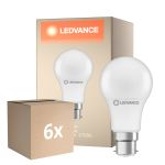 Lot 6x Ledvance Performance LED ampoule B22d Poire Dépolie 8.5W 806lm - 827 Blanc Très Chaud | Équivalent 60W