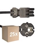 Lot 25x Noxion GST - Compatible Câble d’alimentation Noir - Femelle + Schuko Europlug - 3m - 3 pole 0.75mm2