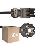 Lot 50x Noxion GST-Compatible Câble d’alimentation - Femelle + Schuko Europlug - Noir 1.5m - 3 pole 0.75mm2