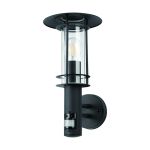 Eglo Applique Murale Lisio 1 Acier Inoxydable Noir | IP44 - Convient pour 1x E27 - Détecteur De Mouvement